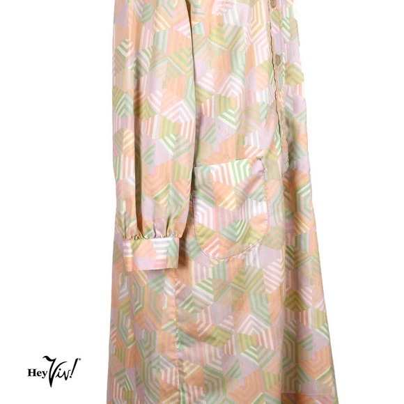 Vintage Shirtwaist Dress Pastel 70s Mod w Pockets Route One Tag Size L - Hey Viv - Picture 4 of 7
